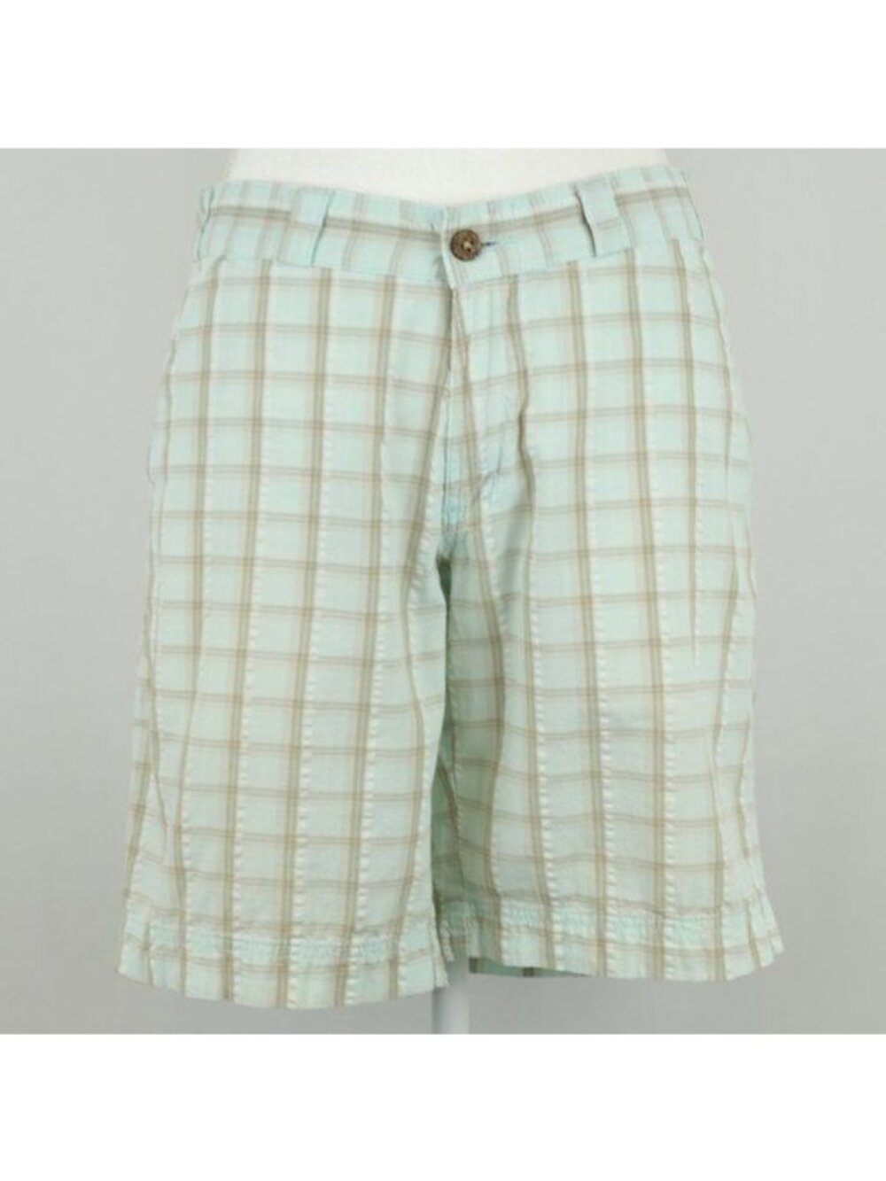Alpine Design Women's Size 8 Blue Brown Plaid Seersucker Mid Rise Bermuda Shorts